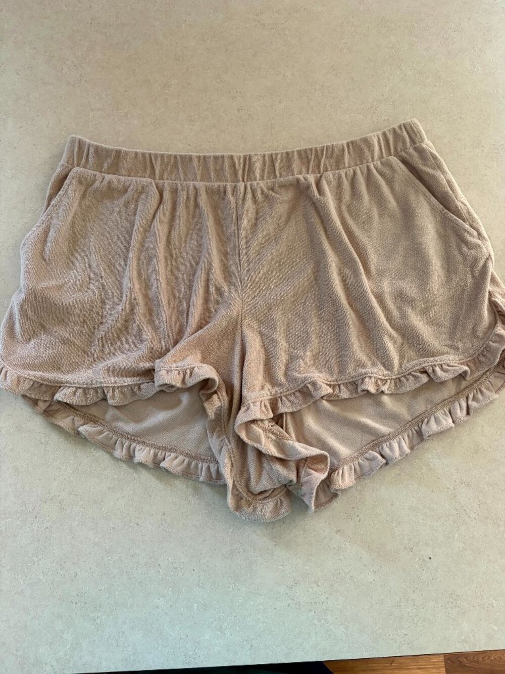 Bar III Women's Trendy Terry Ruffled Shorts Cream Beige Plus Size 3X